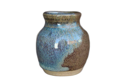 Tiny Stoneware Bud Vase with Purple and Blue Lava Glaze