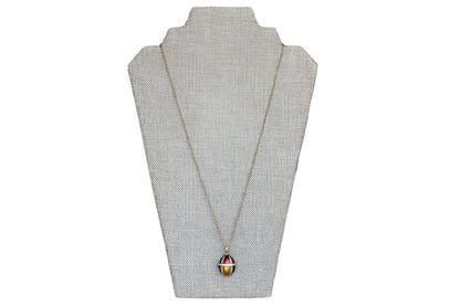 Gold Tone Colorfully Enameled Egg Locket on a Gold Chain