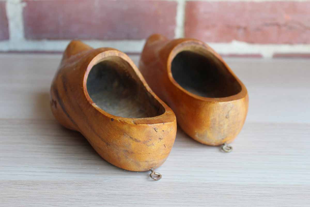 Dutch Wooden Clogs with Hanging Screws, A Pair