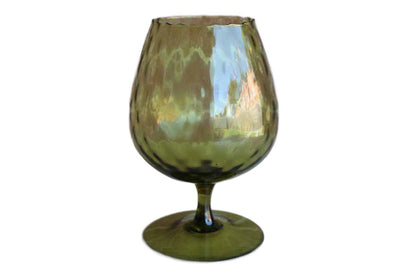 Empoli (Italy) Hand Blown Green Optic Glass Brandy Snifter/Fishbowl Vase
