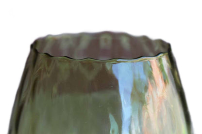 Empoli (Italy) Hand Blown Green Optic Glass Brandy Snifter/Fishbowl Vase