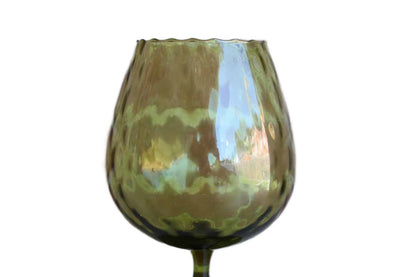 Empoli (Italy) Hand Blown Green Optic Glass Brandy Snifter/Fishbowl Vase
