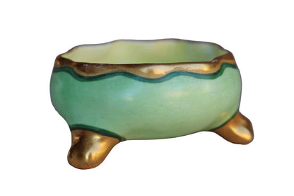 Small Green and Gold Footed Bowl