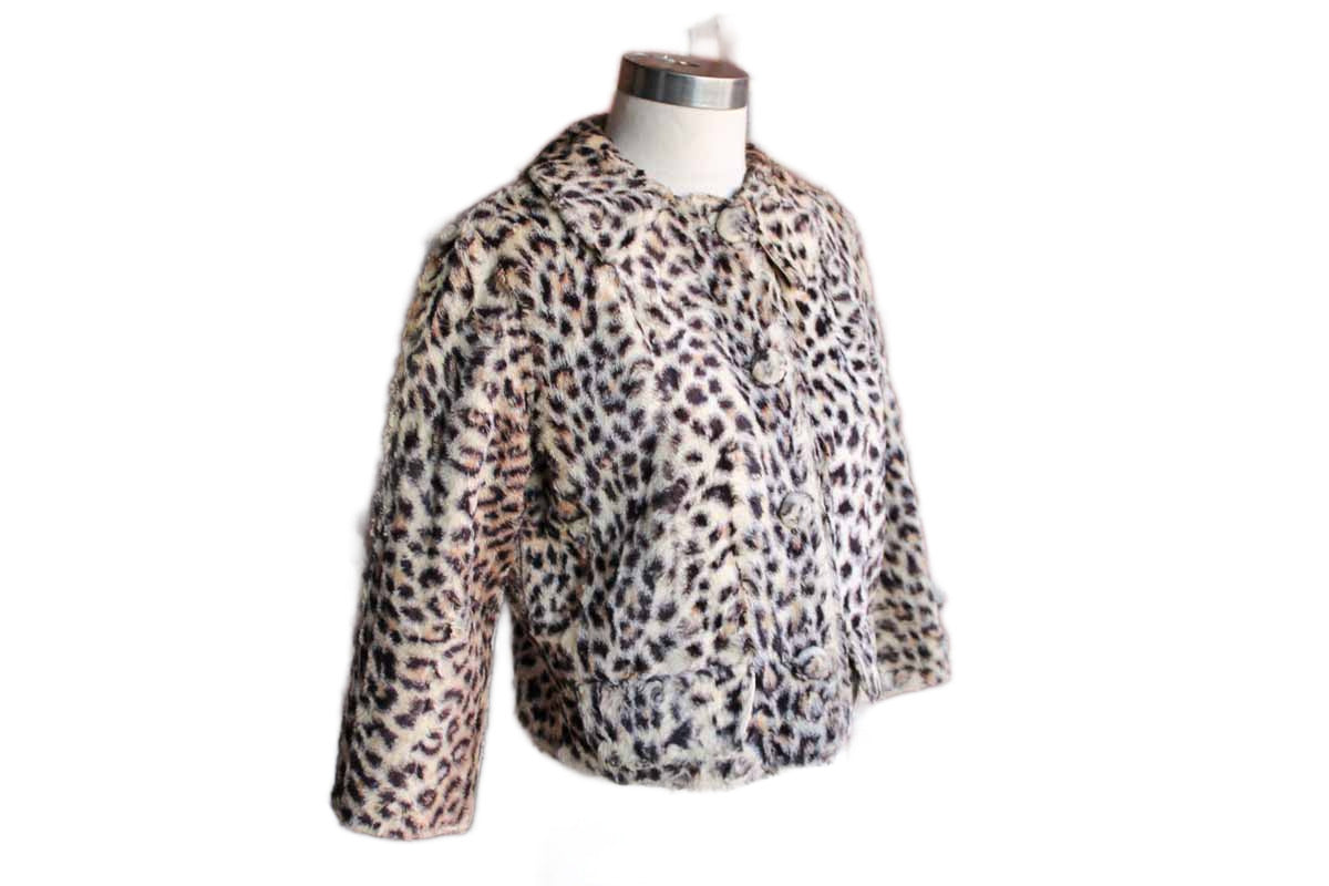 Glentex Faux Fur Cheetah Print Cropped Jacket, Size Small