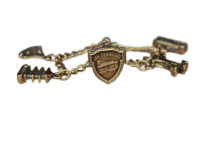 Children's Size Gold Tone Charm Bracelet Featuring San Francisco Points of Interest