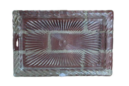 Pressed Clear Glass Vanity Dresser Tray or Bar Cart Tray