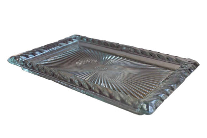 Pressed Clear Glass Vanity Dresser Tray or Bar Cart Tray