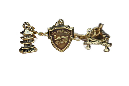 Children's Size Gold Tone Charm Bracelet Featuring San Francisco Points of Interest