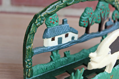 Cast Iron Pig and Farm Scene Book or Napkin Holder
