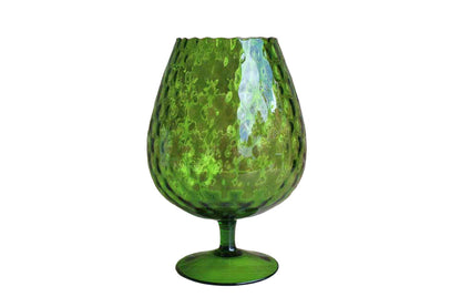 Empoli (Italy) Hand Blown Diamond Optic Verdi Glass Fishbowl Vase