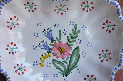 Laholms-Keramik (Sweden) Fruit Shaped Ceramic Dish Decorated with Flower Designs