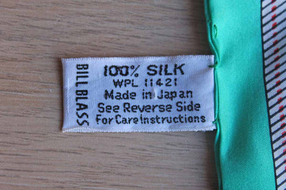 Bill Blass (USA) Colorful Striped Silk Neckerchief with Teal Border