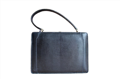 Coblentz (Made in France) Black Genuine Lizard Frame Handbag