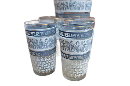 Jeannette Glass Company (Pennsylvania, USA) Patrician Blue Glass Pitcher and Four Matching Tumblers