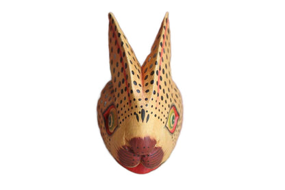 Hand Carved Wooden Rabbit Face with Mounting Screw