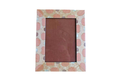 Natalini (Italy) Wood Picture Frame with Organic Round Shapes and Mother of Pearl Inlay