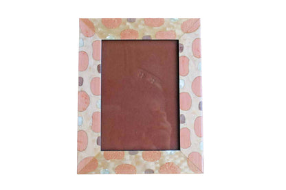 Natalini (Italy) Wood Picture Frame with Organic Round Shapes and Mother of Pearl Inlay