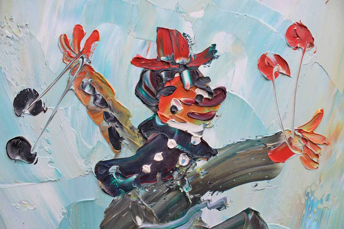 Original Oil Painting of a Juggling Clown by Morris Katz, 1987
