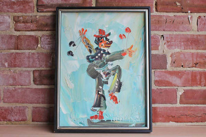 Original Oil Painting of a Juggling Clown by Morris Katz, 1987