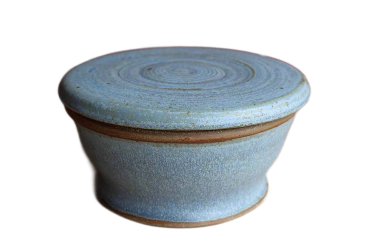 Blue Lidded Earthenware Storage Container