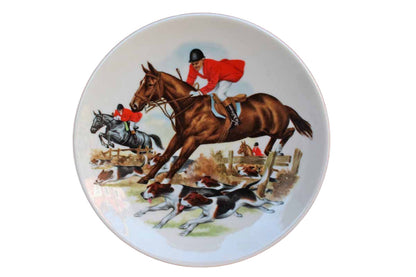 Small Ceramic Plate with English Fox Hunt Scene
