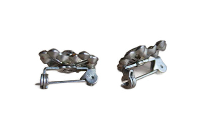 Silver Tone Rhinestone Heart Scatter Pins, A Pair