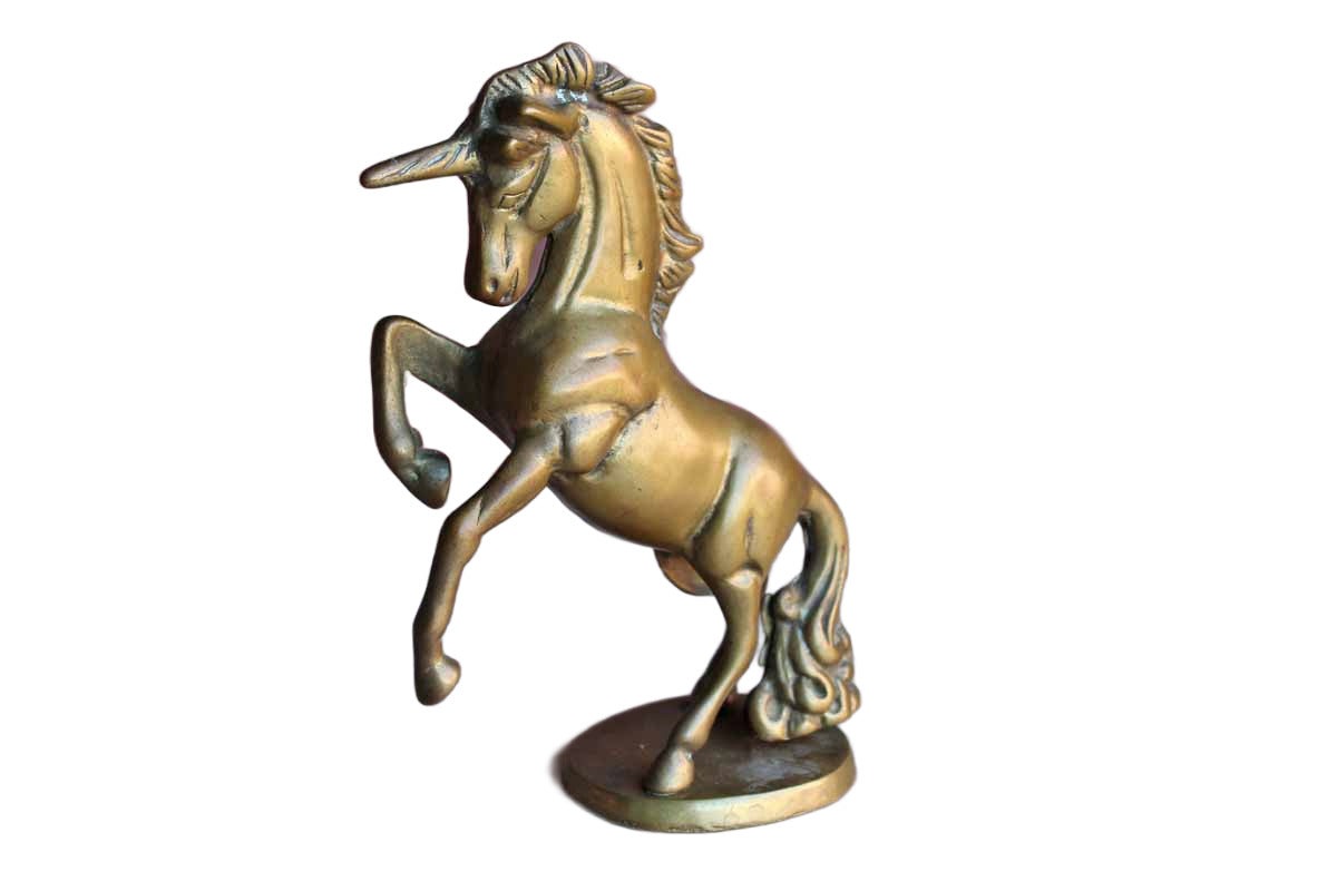 Brass Rearing Unicorn Figurine