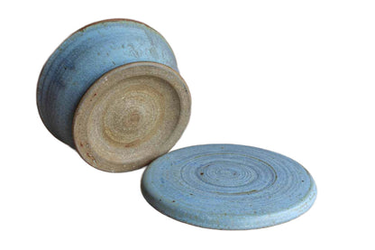 Blue Lidded Earthenware Storage Container