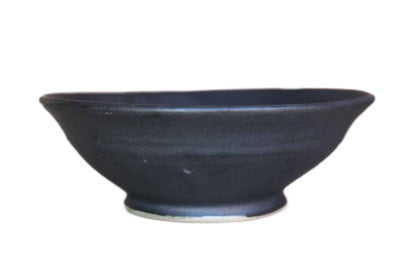 Handmade Black Ceramic Bowl with Colorfully-Painted Bird in the Center