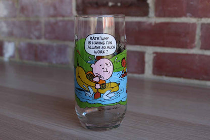 Camp Snoopy "Rats!  Why is Having Fun Always So Much Work?” Glass