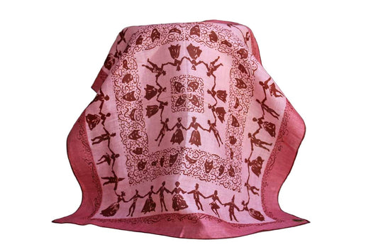 Glamour Girl Pur Irish Linen Handkerchief Decorated with Nineteenth Century Dancers in Silhouette