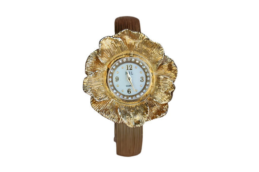 Kenneth Jay Lane (New York, USA) Gold Tone Flower-Shaped Quartz Movement Watch