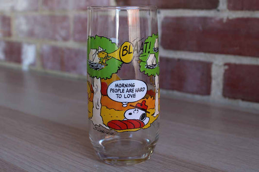 Camp Snoopy Collection "Morning People Are Hard To Love" Drinking Glass
