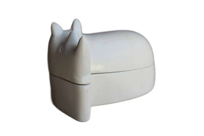 Hand Carved Soapstone Rhinoceros Trinket Box