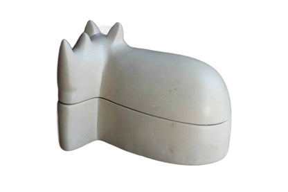 Hand Carved Soapstone Rhinoceros Trinket Box