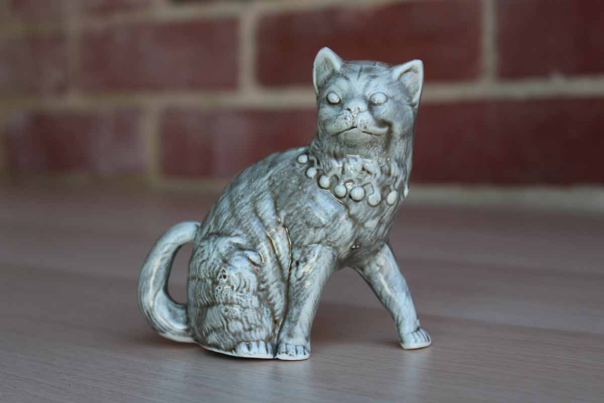 Small Ceramic Gray Painted Cat