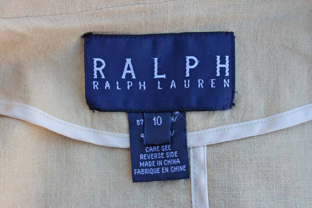 Ralph Lauren (USA) Light Cotton Linen Gold Blazer, Size 10