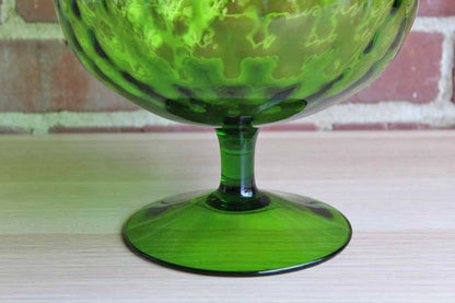 Empoli (Italy) Hand Blown Diamond Optic Verdi Glass Fishbowl Vase