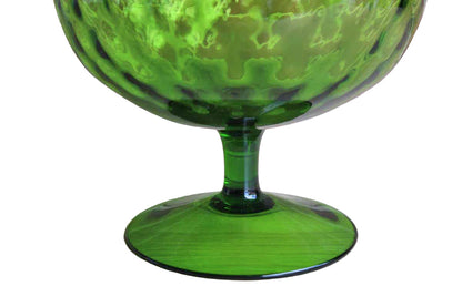 Empoli (Italy) Hand Blown Diamond Optic Verdi Glass Fishbowl Vase
