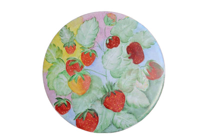 H & R Johnson Ltd. (England) Round Ceramic Tile Depicting a Strawberry Plant