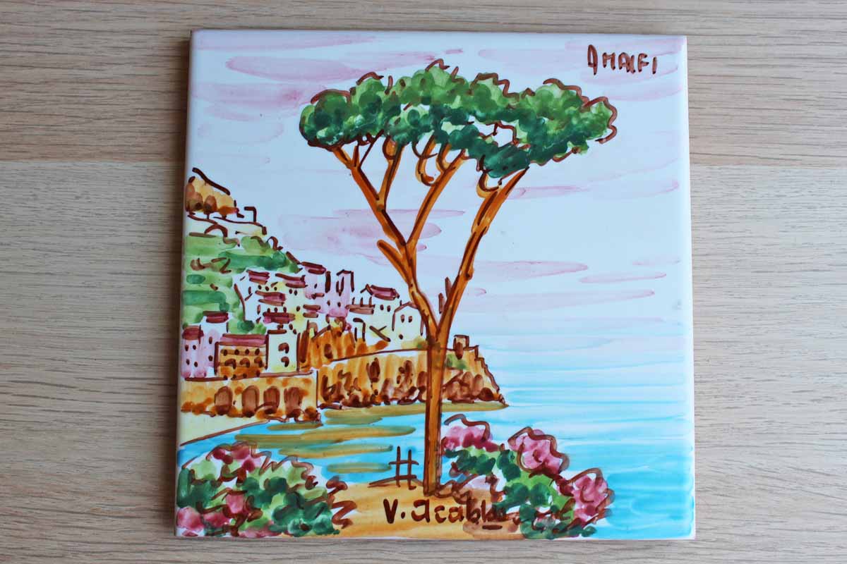 Hand Painted Ceramic Tile Depicting the Amalfi Coast