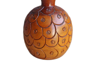 Carved Wood Pineapple Candleholder and Frilled Toothpick Holder