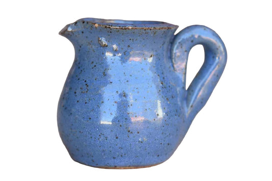 Miniature Speckled Cornflower Blue Handled Pitcher