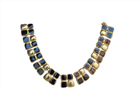 Anne Klein (New York, USA) Black and Gold Tone Link Collar Necklace