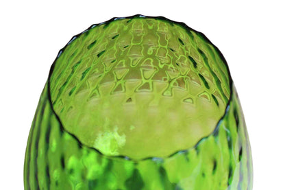 Empoli (Italy) Hand Blown Diamond Optic Verdi Glass Fishbowl Vase
