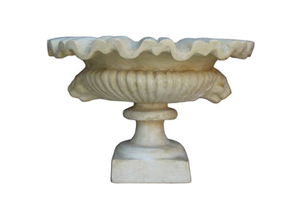 Hen-Feathers Cast Resin Bird-Bath-Shaped Planter with Lion Faces