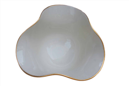 Lenox (USA) Porcelain Snack Bowl with Wavy Gold-Trimmed Rim