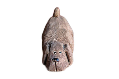 Handmade Brown Ceramic Dog Figurine