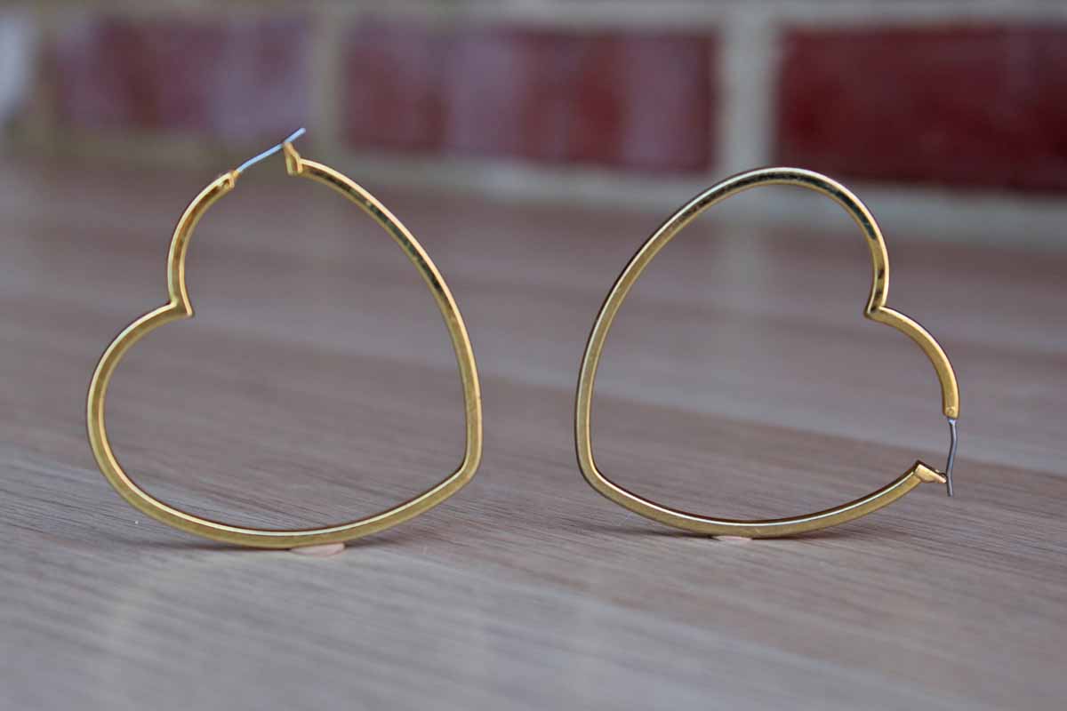 Gold Tone Heart-Shaped Pierced Earrings