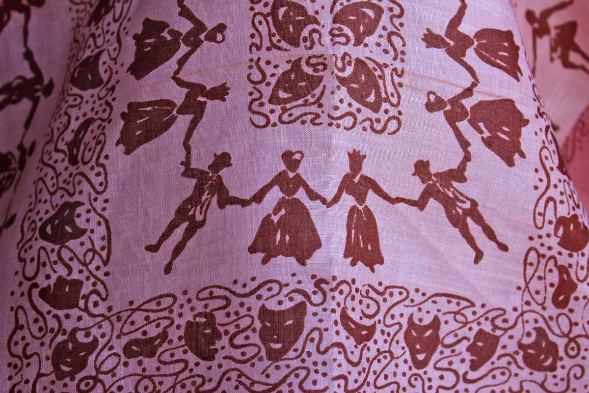 Glamour Girl Pur Irish Linen Handkerchief Decorated with Nineteenth Century Dancers in Silhouette